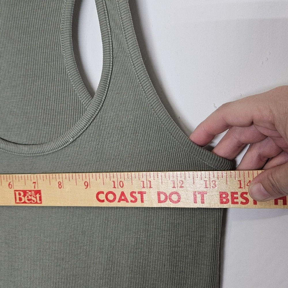 Beyond Yoga‎ Tank Top Olive Green Ribbed Racerback Athletic Activewear Casual L - Picture 9 of 9